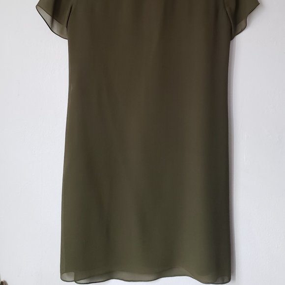 Green silk ivy embroidered Madewell dress - Picture 4 of 5